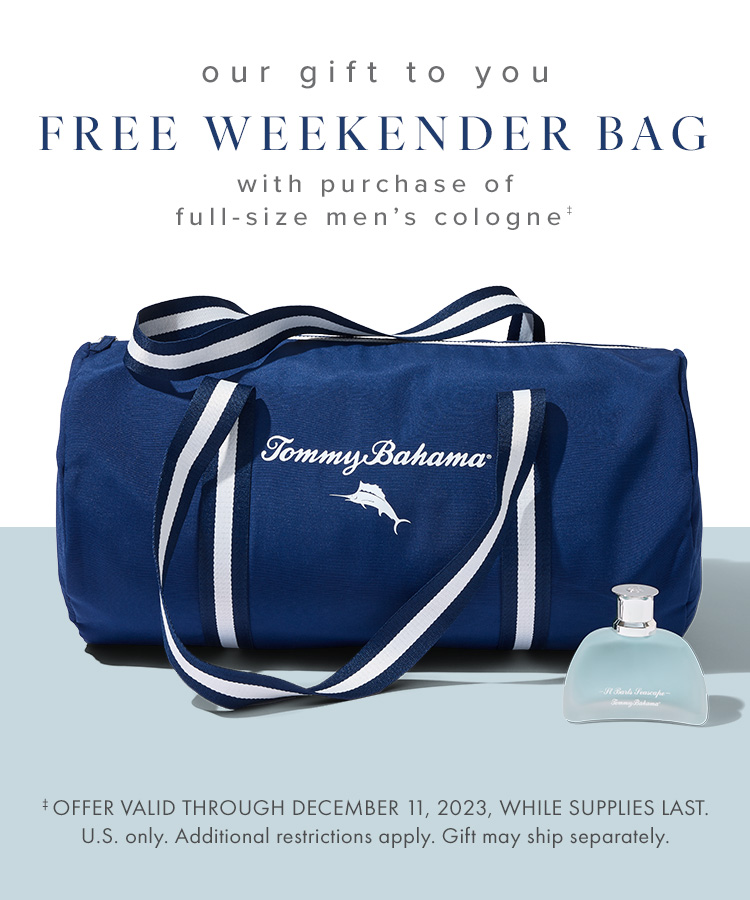 FREE WEEKENDER BAG with purchase of a full-size men's fragrance