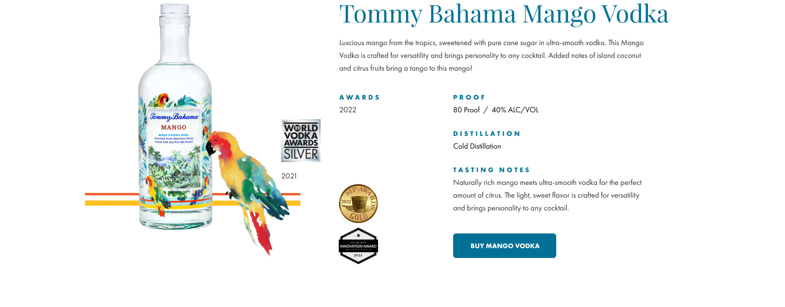 Shop Tommy Bahama Mango Vodka