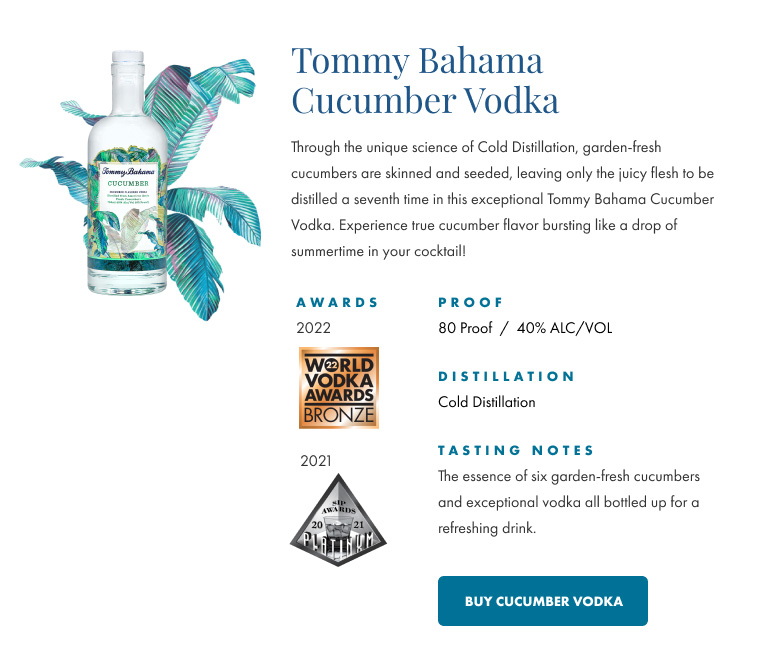 Shop Tommy Bahama Cucumber Vodka