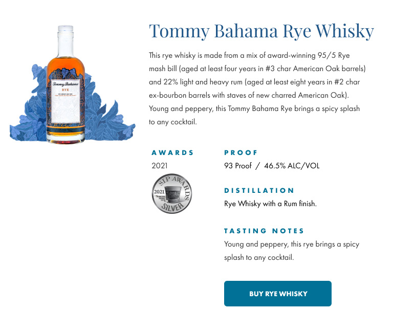 Shop Tommy Bahama Rye Whisky